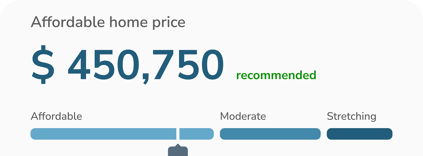 Affordable house price estimate screenshot